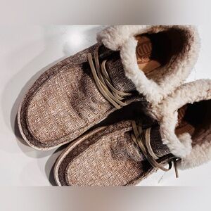 Hey Dude Cream Fur-Lined Footwear